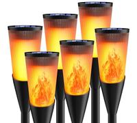 FIFlying Lampade Solari da Giardino, 6 Pezzi 12 LED Fiamma Luci Solari Esterno IP65 Impermeabile, 2 Modalità Solare Torcia Luce con Effetto Fiamma per Giardino, Cortile, Vialetto, Prato, Patio