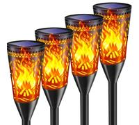 FIFlying Luci Solari da Giardino, 4 Pezzi 12LED, Luci Solari da Esterno con Effetto Fiamma Realistico, IP65 Impermeabile, Lampada Solare a Fiamma per Giardino, Patio, Prato, Terrazza, Sentiero, Aiuola