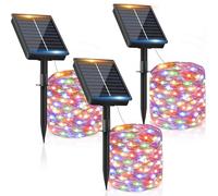 FIFlying Luci Solari Esterno【3 Pacchi】 12+2M 120LED Luci Solari da Giardino IP65 Impermeabili Multicolore 8 Modalità, Catena Luci Solari Esterno Decorative Giardino Albero Patio Terrazze Festival