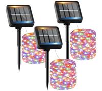 FIFlying Luci Solari Esterno【3 Pacchi】 12+2M 120LED Luci Solari da Giardino IP65 Impermeabili Multicolore 8 Modalità, Catena Luci Solari Esterno Decorative Giardino Albero Patio Terrazze Festival