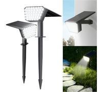 FIFlying Luci solari per esterni, confezione da 2 pezzi, luce bianca fredda, faretti solari a LED, IP65, impermeabili, per prato, cortile, sentieri, giardino, esterni, illuminazione garage