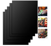 FIFlying Set di 5 tappetini per barbecue, 50 x 40 cm, 100 tappetini antiaderenti e riutilizzabili, per barbecue a gas, carbone e forno
