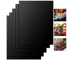 FIFlying Set di 5 tappetini per barbecue, 50 x 40 cm, 100 tappetini antiaderenti e riutilizzabili, per barbecue a gas, carbone e forno