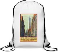 Fifth Avenue New York Retro USA Poster da viaggio palestra sacca casual con coulisse bianca