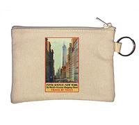 Fifth Avenue New York Retro USA Travel Poster Portachiavi Portamonete Beige