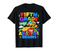 Fifth Grade Where The Adventure Begins Back To School Bus Maglietta