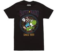 Fifth Sun Men's Nintendo Lightening Mario T-Shirt, Black, Large