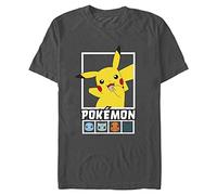 Pokemon Squares Team T-Shirt, Carbone, XL Uomo