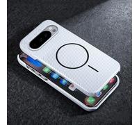 FIFTHAVE Custodia magnetica per Google Pixel 9 Pro, ultra sottile, in fibra di carbonio, design sottile, per Google Pixel 9 Pro, magnetica, robusta, PC opaco, antigraffio, colore: bianco