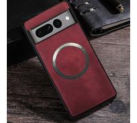 FIFTHAVE Custodia per Google Pixel 6 in pelle PU, compatibile con MagSafe, custodia in pelle vegana, classica, in TPU, silicone, antiurto, per Google 6 da 6,4", colore: rosso