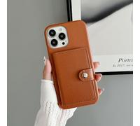 FIFTHAVE Custodia per iPhone 15 Pro con porta carte di credito, ultra sottile in pelle PU, per iPhone 15 Pro, a portafoglio, con scomparto per carte di credito, resistente agli urti, robusta, marrone