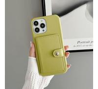 FIFTHAVE Custodia per iPhone 15 Pro, con porta tessere, ultra sottile, in pelle PU, per iPhone 15 Pro, a portafoglio, con scomparto per carte di credito, resistente agli urti, robusta, colore giallo
