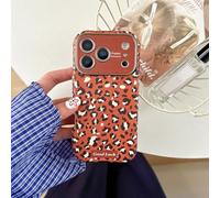FIFTHAVE Leopard per iPhone 16, custodia per iPhone 16, motivo leopardato, in morbido silicone, protezione per fotocamera antiurto, ultra sottile, colore arancione