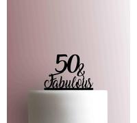 Fifty 50 and Fabulous - Topper per torta in acrilico, larghezza 12,7 cm, colore: Marrone