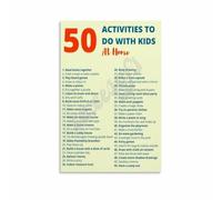 Fifty Activities to Do With at Home Poster Parenting Fun Ideas Chart Wall-Art Educational Decor for Family Bonding Living Room Bedroom(Unframed,08x12inch(20x30cm))