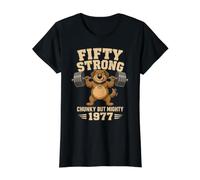 Fifty Strong Chunky But Mighty 1977 - Divertente Cane per Sollevamento Pesi Maglietta con Stampa Grafica Economica