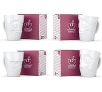 FIFTYEIGHT PRODUCTS - Set di 4 tazze con manico | grummelig | spalmato | piacere | rovinato | tazza con manico | bianco | circa 350 ml