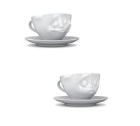 Fiftyeight - set di 2 tazze da caffè emozionali (‘baci’ + ‘felice’), con manico, 200 ml