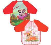 FIFTYSEVENFACES 2 Pezzi Bavaglini Pappa Svezzamento, Bavaglino Impermeabile per Bambina, Grembiule con Maniche Lunghe per Mangiare, Giocare e Colorare, da 6 Mesi a 3 Anni, Lavabile