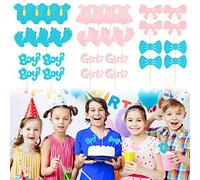 FIGFYOU 32 Pz Toppers per Cupcake Ragazzo o Ragazza Topper Torta Gender Reveal Rosa e Blu Inserti per Torte Decorazioni Torte di Compleanno per Feste e Battesimi