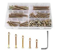 FIGFYOU 50 Bulloni e Dadi M6, Bulloni per Mobili Bullone a Vite con Esagono Incassato Kit Assortimento di Bulloni 40mm / 50mm / 60mm / 70mm / 80mm, con 1 Chiave Esagonale