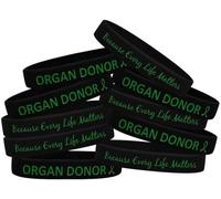Fight Like a Girl Organ Donor Braccialetto in Silicone, confezionati singolarmente, 10-Pack, Black