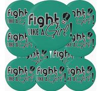 Fight Like a Girl Signature Round Buttons/Pins/Badges per Cancro consapevolezza malattia e Sostegno, 10-Pack, Teal