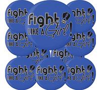 Fight Like a Girl Signature Round Buttons/Pins/Badges per Cancro consapevolezza malattia e Sostegno, 10-Pack, Blue