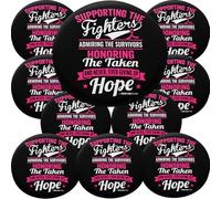Fight Like a Girl 'Sostegno ammirare Honoring Round Buttons/Pins/Badges per Cancro consapevolezza malattia e Sostegno, 10-Pack, Black w/Pink