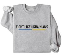 Fight Like Ukrainians Felpa Unisex Combattimento Camicie, Grigio, M