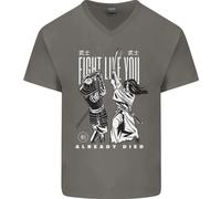 Fight Like You Died MMA Kenjutsu Kendo Iaido Uomo V-Neck T-Shirt In Cotone
