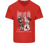 Fight Like You Died MMA Kenjutsu Kendo Iaido Uomo V-Neck T-Shirt In Cotone