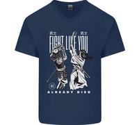Fight Like You Died MMA Kenjutsu Kendo Iaido Uomo V-Neck T-Shirt In Cotone