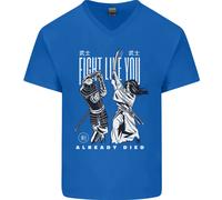 Fight Like You Died MMA Kenjutsu Kendo Iaido Uomo V-Neck T-Shirt In Cotone