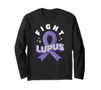 Fight Lupus Nastro Viola Impronte Digitali SLE Meme Maglia a Manica