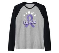 Fight Lupus Nastro Viola Impronte Digitali SLE Meme Maglia con Maniche Raglan
