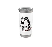 Fight or Flight - Simpatico pinguino con coltello e scritta divertente Bicchiere termico in acciaio inox doppia parete