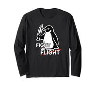Fight or Flight - Simpatico pinguino con coltello e scritta divertente Maglia a Manica