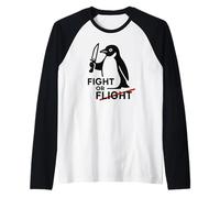 Fight or Flight - Simpatico pinguino con coltello e scritta divertente Maglia con Maniche Raglan
