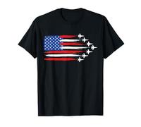 Fighter Jet Airplane American Flag Fighter Jets 4 luglio Maglietta