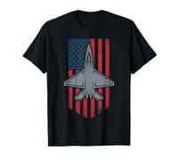 Fighter Jet sopra Distressed Bandiera Americana Maglietta