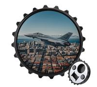 Fighter Jets - Apribottiglie magnetico con scritta "Fly over Cities, utensile da cucina salvaspazio", divertente apribottiglie e magnete per frigorifero, per campeggio, viaggi, campeggio, colore: nero