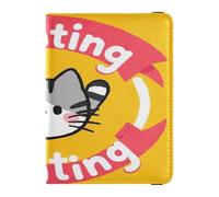Fighting Cartoon Carino Gatto Cuoio decorativo Passaporto e Vaccino Card Holder Combo Vaccino Card Holder Combo Porta Passaporto Impermeabile, gatto carino cartone animato combattimento, 1 size