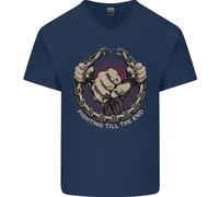 Fighting Fino Alla Fine MMA Arti Marziali Uomo V-Neck T-Shirt In Cotone