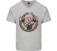 Fighting Fino Alla Fine MMA Arti Marziali Uomo V-Neck T-Shirt In Cotone