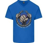 Fighting Fino Alla Fine MMA Arti Marziali Uomo V-Neck T-Shirt In Cotone