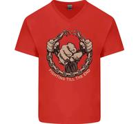 Fighting Fino Alla Fine MMA Arti Marziali Uomo V-Neck T-Shirt In Cotone