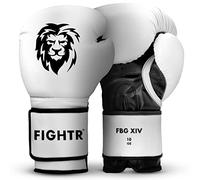FIGHTR® Premium Guantoni da Boxe - Ideali stabilità e Forza d'urto | Guanti da Punching per Boxe, MMA, Muay Thai, Kick Boxing & Arti Marziali | con Custodia (Bianco/Nero, 14 oz)