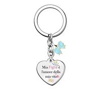 Figlia Portachiavi Regalo Compleanno Donne Laurea Ricordo Ispiratore Cerimonia Maturità Natale Personalizzato Regalo Blu Chiave Dell'Arco Tag Corona Da Mamma Papà Mia Figlia è L'Amore Della Mia Vita