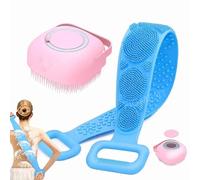 FIGMENT Spazzola esfoliante in silicone per corpo e schiena, colore blu, a doppio lato, per la pulizia profonda della pelle, per la rimozione della pelle morta, esfoliante per la doccia